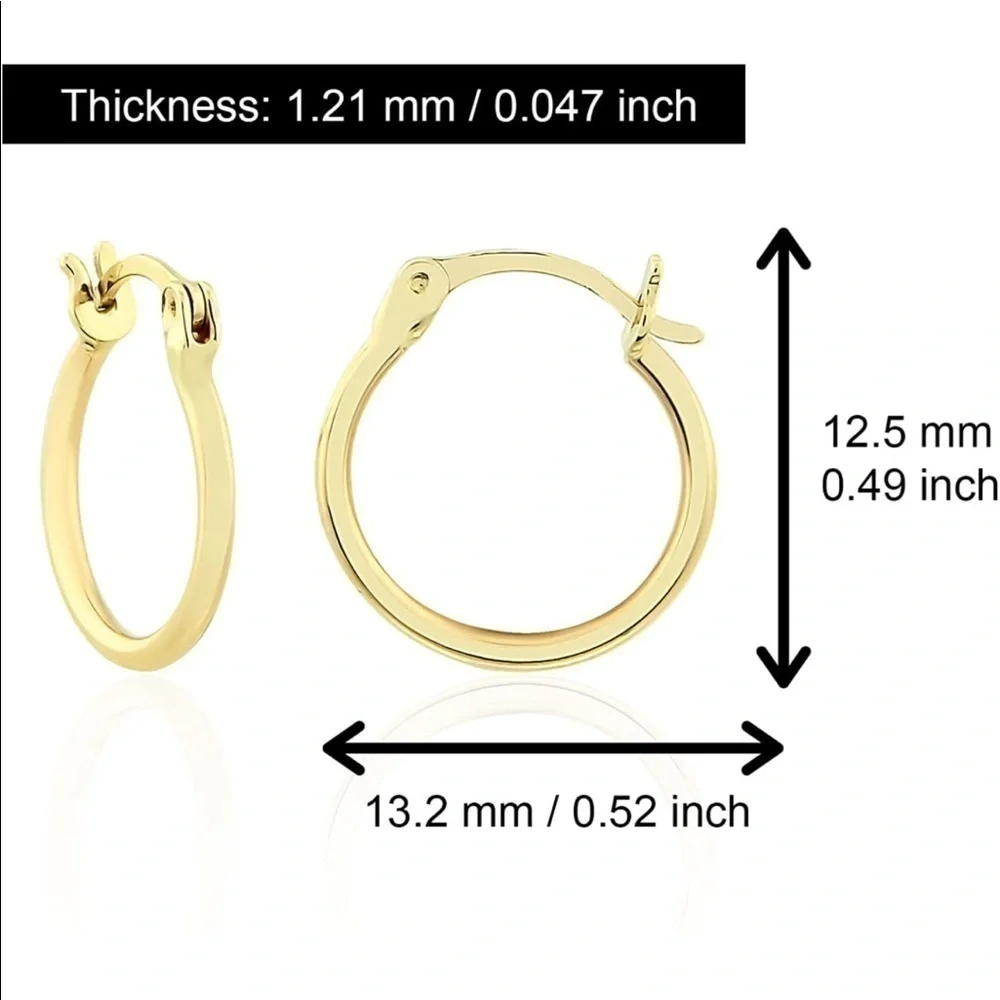 Brand New 10K Gold Mini 12mm Polished Classic Hoop Earrings Solid Gold Stamped